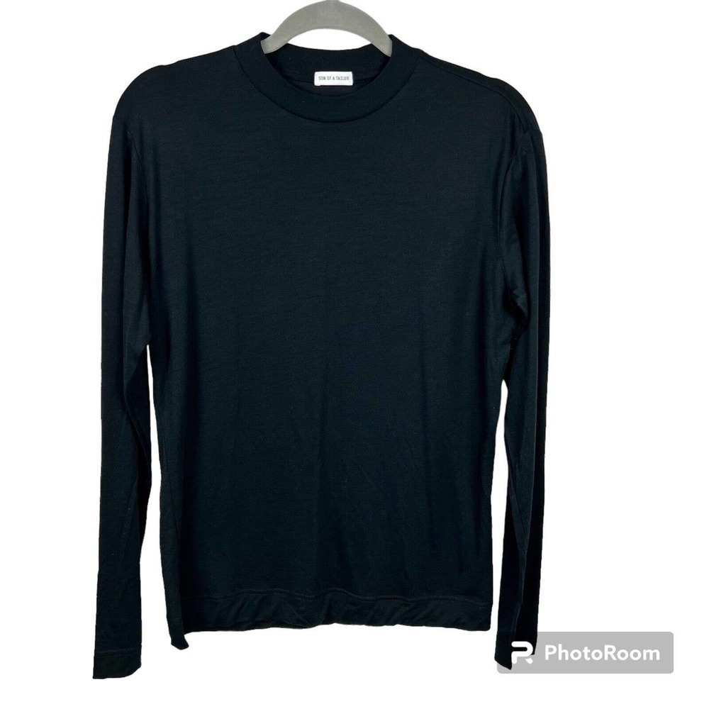Son Of A Tailor Long Sleeve Custom Fit T Shirt M Crew 100% Merino Wool Black